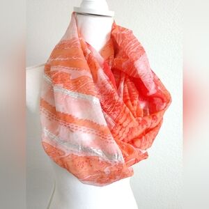 Maurice's Infinity Scarf Fashion Loop Circle Scarf Orange with Silver Metallic